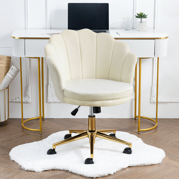 Furnimart Louise Seashell Upholstered Swivel Adjustable Height Velvet